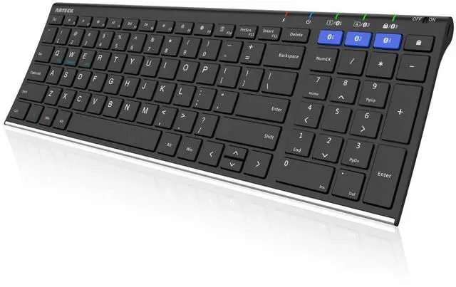 Main image of HB193 Universal Bluetooth Keyboard Multi-Device Stainless Steel Full Size Wireless Keyboard for Windows, iOS, Android, Computer Desktop Laptop Surface Tablet Smartphone Rechargeable Battery