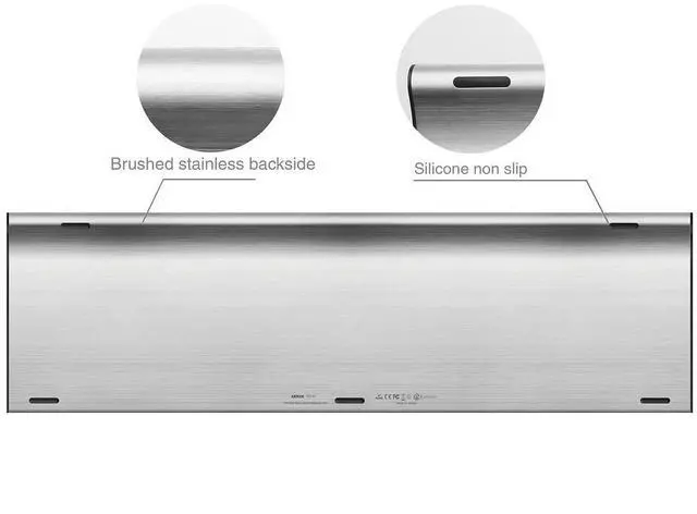 Alt view image 3 of 7 - HB193 Universal Bluetooth Keyboard Multi-Device Stainless Steel Full Size Wireless Keyboard for Windows, iOS, Android, Computer Desktop Laptop Surface Tablet Smartphone Rechargeable Battery