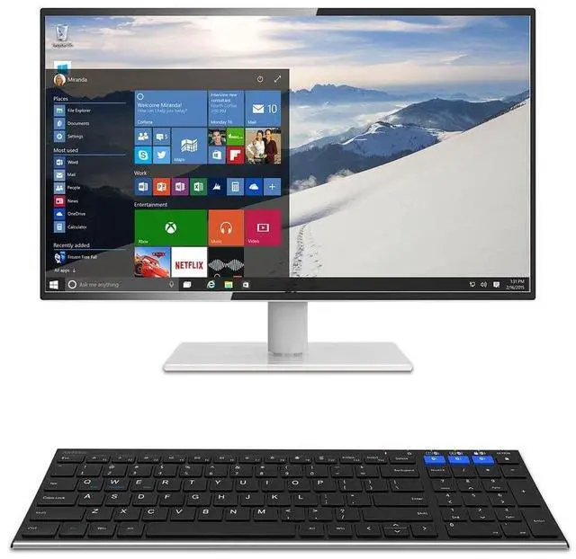 Alt view image 7 of 7 - HB193 Universal Bluetooth Keyboard Multi-Device Stainless Steel Full Size Wireless Keyboard for Windows, iOS, Android, Computer Desktop Laptop Surface Tablet Smartphone Rechargeable Battery