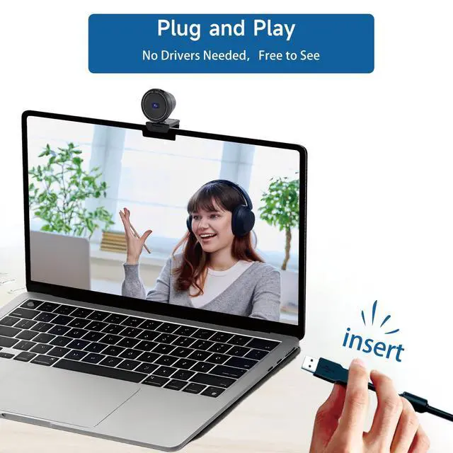 Alt view image 7 of 7 - 4K USB Webcam for PC with Speaker & Microphone, 85° Wide Angle Web Camera, Auto Focus, Dual Noise Cancelling Mics, Privacy Cover, Plug-and-Play for Desktop/Laptop