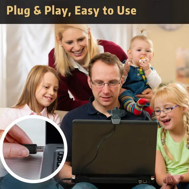 Alt view image 6 of 7 - 1080P HD Webcam with Microphone, Streaming Computer Web Camera for Laptop/Desktop/Mac/TV, USB PC Cam for Video Calling, Conferencing, Gaming