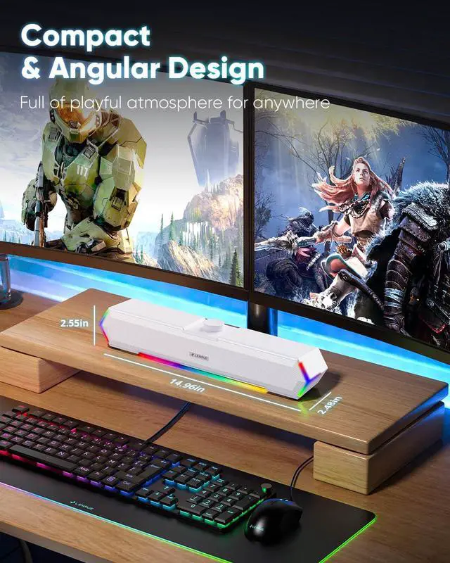 Alt view image 4 of 6 - G11 Computer Speakers for Desktop, Touch Lights PC Speakers with Surge Clear Sound, USB C/USB Powered for Computer Desktop PC Laptop Monitor (White)