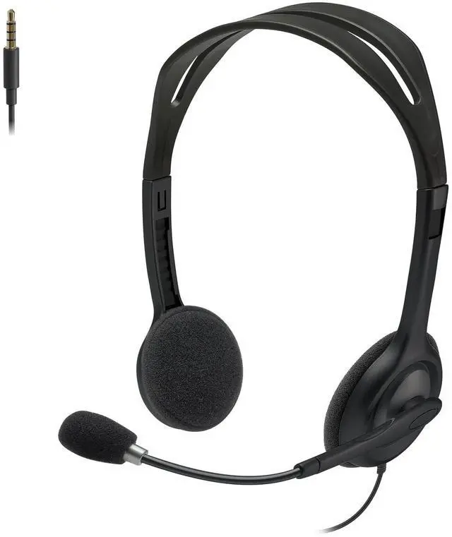 Main image of H111 Wired Headset, Stereo Headphones with Noise-Cancelling Microphone, 3.5 mm Audio Jack, PC/Mac/Laptop/Smartphone/Tablet - Black