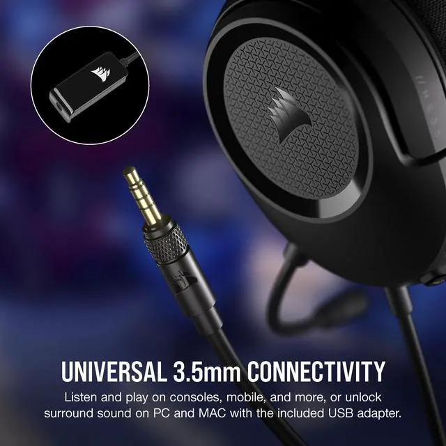 Alt view image 3 of 7 - HS35 Surround v2 Multiplatform Wired Gaming Headset Dolby 7.1 Flexible Omni-Directional Microphone Universal 3.5mm Connection PC, Mac, PS5, PS4, Xbox, Nintendo Switch, Mobile Carbon