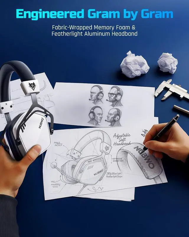 Alt view image 5 of 7 - HG03 Wired USB-A Gaming Headset for PC, Computer Headset with 7.1 Surround Sound, Noise Canceling Mic, 50MM Driver, Wired Headphones for PC, Laptop, Office - White