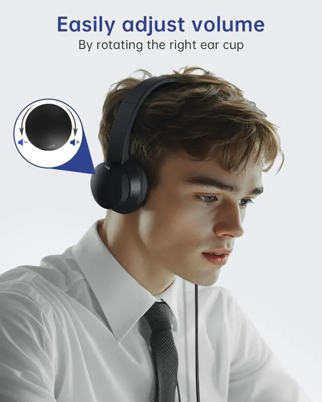 Alt view image 4 of 7 - USB Headset with Microphone for PC, Wired Headphones with Mic USB Headsets with Noise Cancelling Microphone, Computer Headset with Microphone for Home Office Online Class Teams SkypeBlack