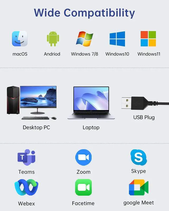 Alt view image 7 of 7 - USB Headset with Microphone for PC, Wired Headphones with Mic USB Headsets with Noise Cancelling Microphone, Computer Headset with Microphone for Home Office Online Class Teams SkypeBlack