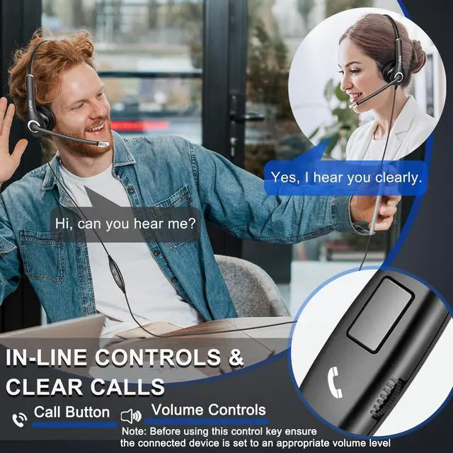 Alt view image 5 of 7 - Wired Computer Headset, 3.5mm/USB-C Headset with Mic Noise Cancelling, Cell Phone Headphone for PC Laptop Mac iPhone 15/16/17 Samsung Zoom Teams Call Center Home Office Work, in-line Controls