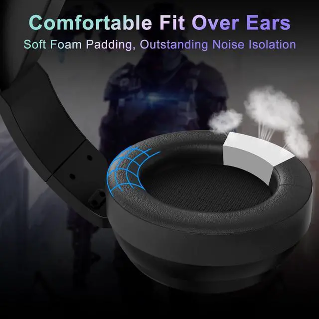 Alt view image 5 of 7 - V20U USB Pro Gaming Headset for PC - 7.1 Surround Sound Headphones with Noise Cancelling Microphone- Memory Foam Ear Pads RGB Lights for Laptops