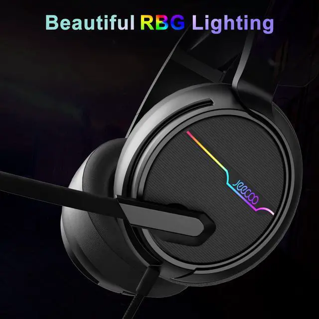Alt view image 7 of 7 - V20U USB Pro Gaming Headset for PC - 7.1 Surround Sound Headphones with Noise Cancelling Microphone- Memory Foam Ear Pads RGB Lights for Laptops