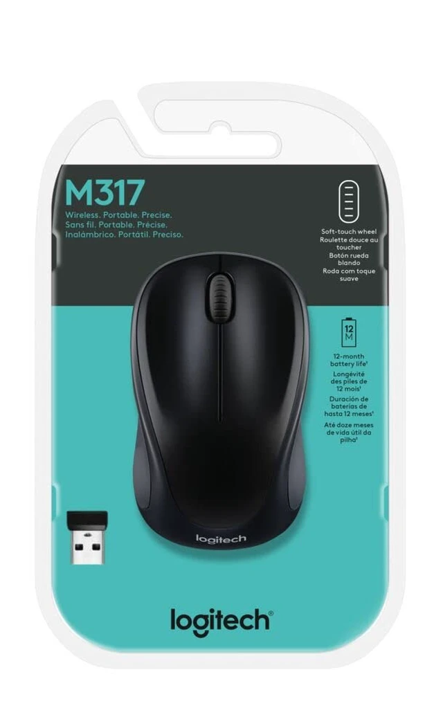 Alt view image 5 of 5 - M317 Compact Ambidextrous 2.4 GHz Wireless Mouse - Black | Ambidextrous with 2.4 GHz USB-A Nano Receiver, 1000 dpi optical tracking, 12-months battery life, PC, Mac, laptop compatible