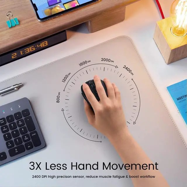 Alt view image 3 of 7 - Wireless Mouse, D-09 Computer Mouse USB Cordless Mice for Laptop, Ergo Grips, Lightspeed 5-Level 2400 DPI, 16 Months Battery, Portable for PC Mac Chromebook (Black)