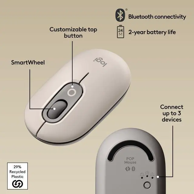 Alt view image 6 of 7 - POP Mouse, Wireless Mouse with Customizable Emojis, SilentTouch Technology, Precision/Speed Scroll, Compact Design, Bluetooth, Multi-Device, OS Compatible - Mist