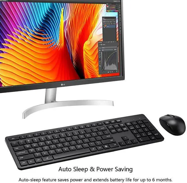 Alt view image 4 of 7 - Wireless Keyboard and Mouse Combo, 2.4G Silent Cordless Keyboard Mouse Combo for Windows Chrome Laptop Computer PC Desktop, 106 Keys Full Size with Number Pad, 1600 DPI Optical Mouse (Black)