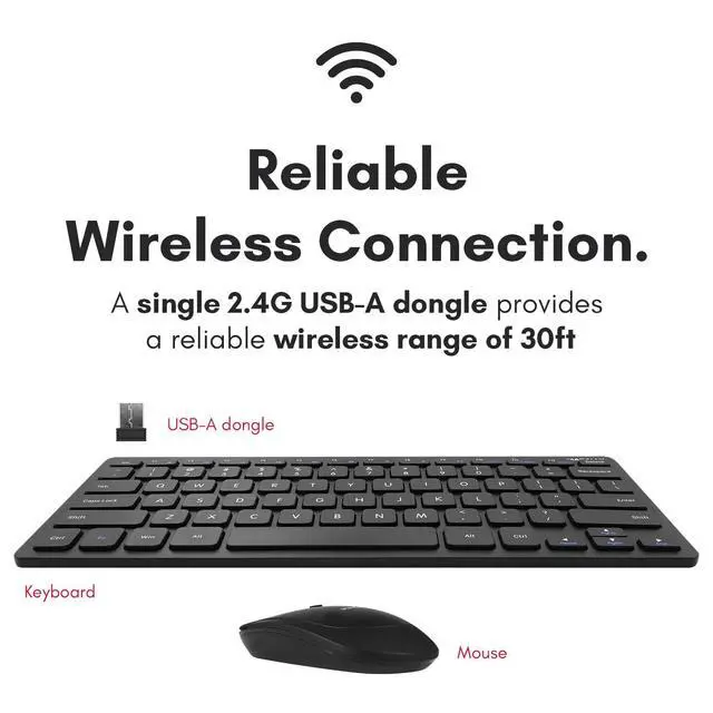Alt view image 3 of 7 - Small Wireless Keyboard and Mouse Combo - Quiet Productivity Duo - 2.4G Wireless Keyboard Mouse for PC - 78 Key Mini Keyboard and Mouse with Slim Body, Click Buttons, and 3 DPI Modes