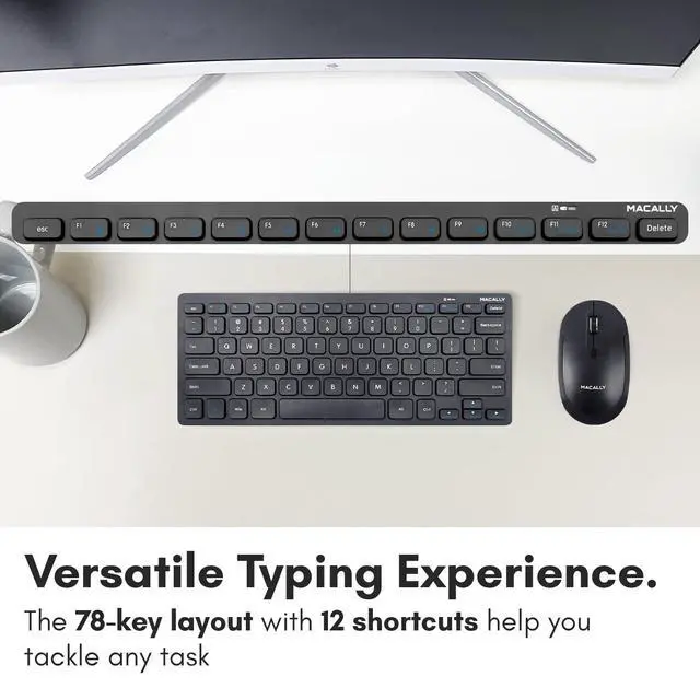 Alt view image 4 of 7 - Small Wireless Keyboard and Mouse Combo - Quiet Productivity Duo - 2.4G Wireless Keyboard Mouse for PC - 78 Key Mini Keyboard and Mouse with Slim Body, Click Buttons, and 3 DPI Modes