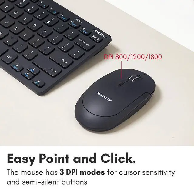 Alt view image 5 of 7 - Small Wireless Keyboard and Mouse Combo - Quiet Productivity Duo - 2.4G Wireless Keyboard Mouse for PC - 78 Key Mini Keyboard and Mouse with Slim Body, Click Buttons, and 3 DPI Modes