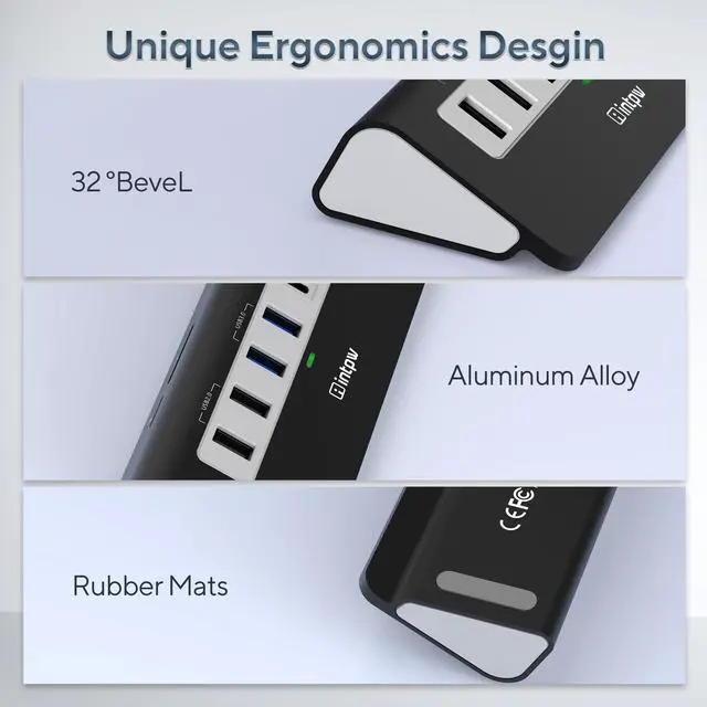 Alt view image 3 of 7 - P9 USB C Hub, INTPW 9-in-1 USB Multiport Adapter with 4K HDMI, PD 100W, USB-C and 2 USB A 3.0 5Gbps, 2 USB A 2.0, SD/TF Card Reader, Aluminum Powered USB Hub for PC, iPhone 16/15 Series, MacBook, iPad