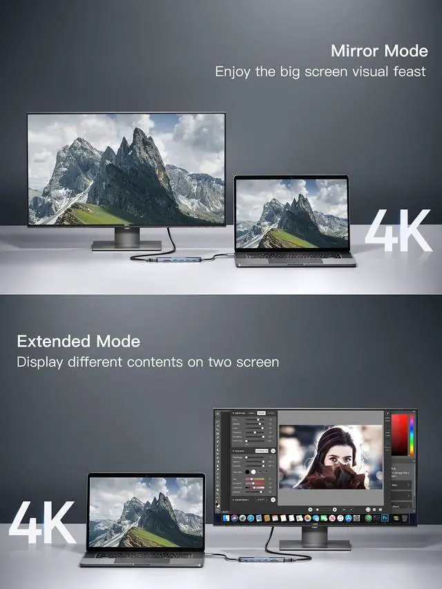 Alt view image 3 of 7 - USB C Hub, 7 in 1 USB-C Multiport Adapter with 4K HDMI, 100W Power Delivery, 3 USB 3.0 Ports, SD/TF Card Reader, for MacBook Pro/Air, iMac, iPad Pro, Surface Pro 7/8, XPS, HP and More