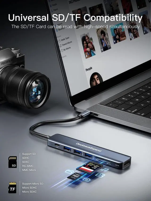 Alt view image 6 of 7 - USB C Hub, 7 in 1 USB-C Multiport Adapter with 4K HDMI, 100W Power Delivery, 3 USB 3.0 Ports, SD/TF Card Reader, for MacBook Pro/Air, iMac, iPad Pro, Surface Pro 7/8, XPS, HP and More