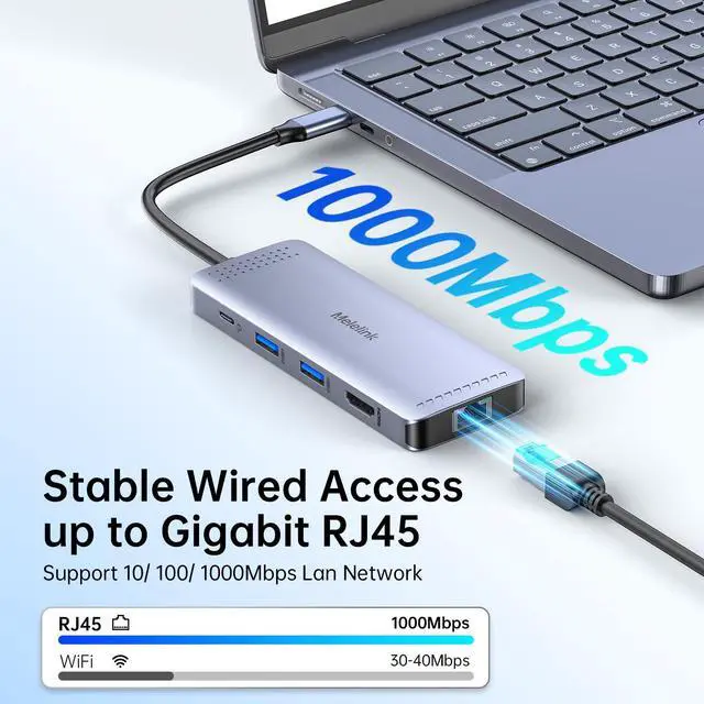 Alt view image 4 of 7 - USB C Hub Ethernet, 10 in 1 USB-C to HDMI 4K@60 Adapter with Gigabit Ethernet, 100W PD, USB-A&C Data Ports and SD/TF Slot, USBC Dock MultiPort Dongle for MacBook, Dell, HP, Lenovo, etc