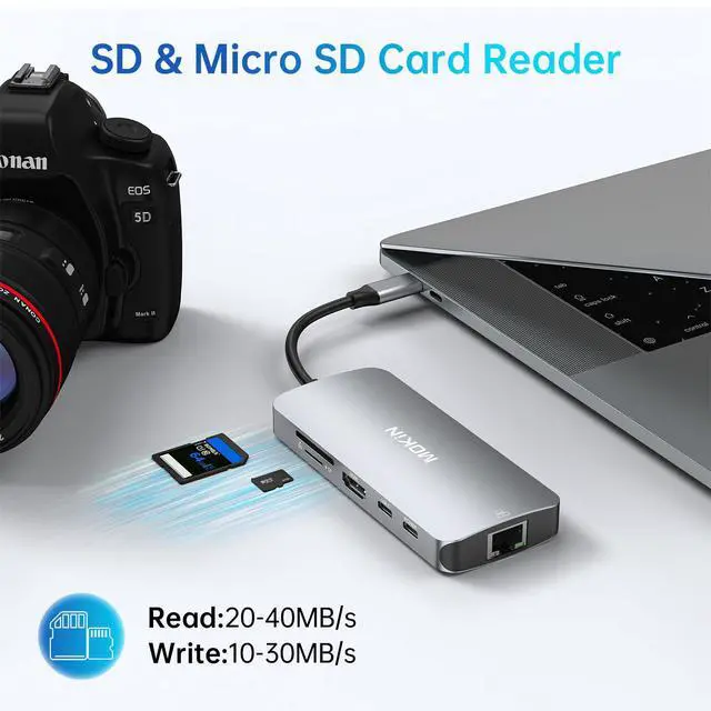 Alt view image 7 of 7 - USB C Adapters for MacBook Pro/Air,Mac Dongle with 3 USB Port,USB C to HDMI, USB C to RJ45 Ethernet,MOKiN 9 in 1 USB C to HDMI Adapter,100W PD Charging, USB C to SD/TF Card Reader USB C Hub