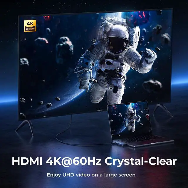 Alt view image 5 of 7 - USB C to HDMI Adapter for MacBook Pro/Air M1/M2/M3 2023-2021, Multiport Dongle with 4K HDMI, Thunderbolt 3, 3 USB A 3.0 Data Ports, SD/TF Card Reader