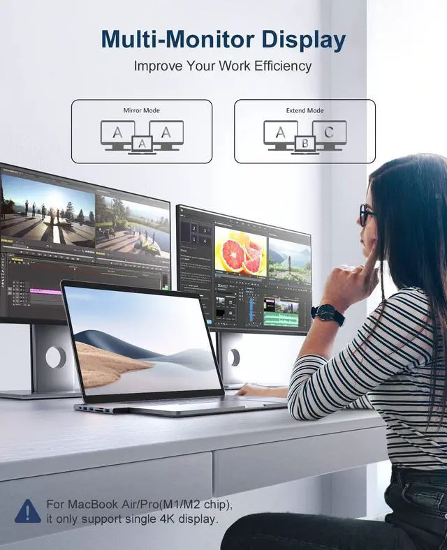 Alt view image 6 of 7 - USB C Hub Adapter MacBook - 7 in 2 MacBook Pro/Air Accessories Multiport Adapter with Thunderbolt 3 Port, 100W PD 4K@30Hz, 40Gbps 4K HDMI, 3*USB3.0 Data Port SD and MicroSD Card Reader