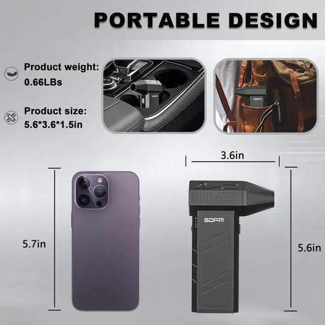 Alt view image 6 of 7 - Compressed Air Duster - Electric Air Duster with Built in Brushless Motor,130,000RPM, 3-Speed Adjustable Air Blower - Suitable for Keyboard, Computer, car, and Home Cleaning (X3) (Max-Black)