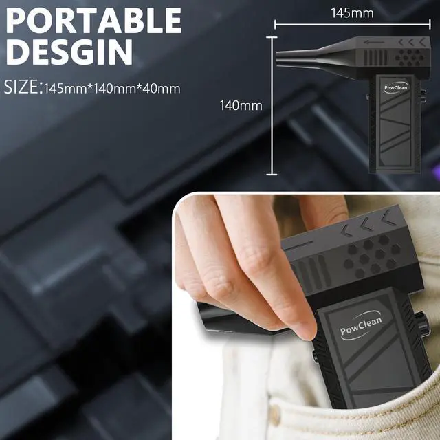 Alt view image 3 of 7 - Compressed Air Duster, Electric Air Duster, Super Powerful 130000RPM Mini Air Blower Gun,Dust Blower for Computer Keyboard, Car Cleaning, Home, and Outdoor Use