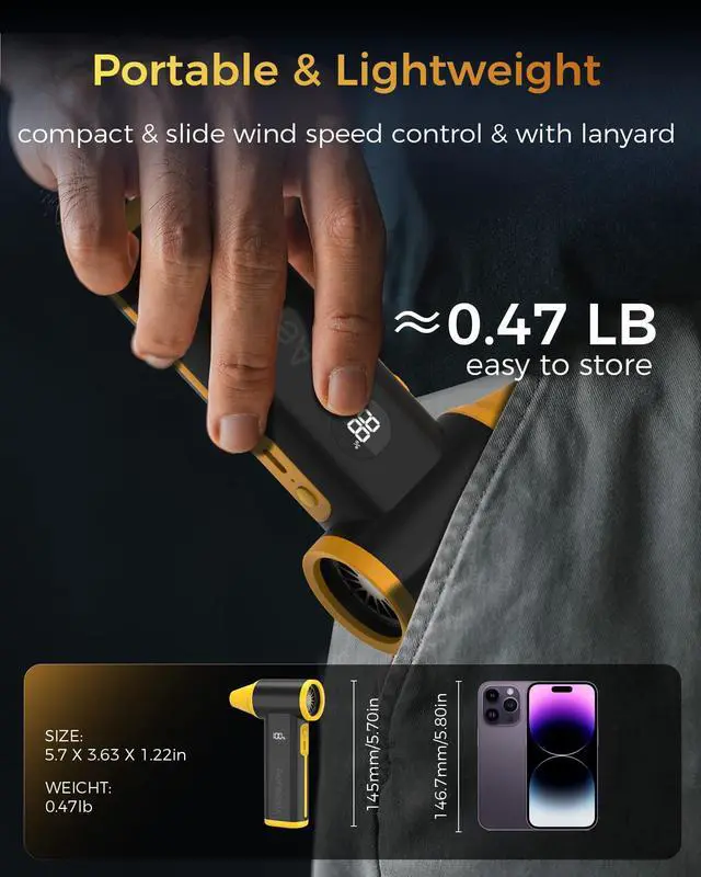 Alt view image 6 of 7 - Compressed Air Duster, 130000RPM Super Power Cordless Electric Air Duster with Fast Charging, 8-Speed Adjustable Rechargeable Brushless Blower for Computer, Keyboard, Car, House and Outdoor Use