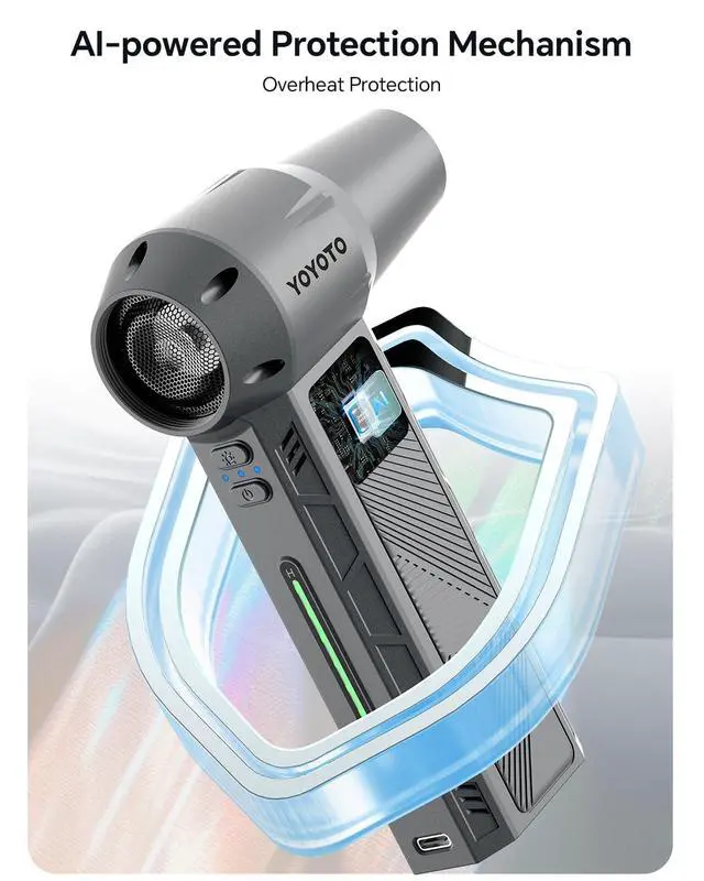 Alt view image 5 of 7 - Compressed Air Duster, 300000RPM Powerful Electric Air Duster Rechargeable with LED Light and Brushless Motor, 4-Gear Cordless Mini Air Blower for Keyboard, Computers, Car, Outdoors (Silver Gray)