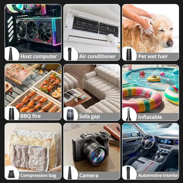 Alt view image 7 of 7 - Compressed Air Duster Keyboard Cleaner - Electric Air Blower Cleaning Kit 150,000 RPM Mini Blower Spray to Dust Off Car, PC, Keyboard, Vacuum (Green)