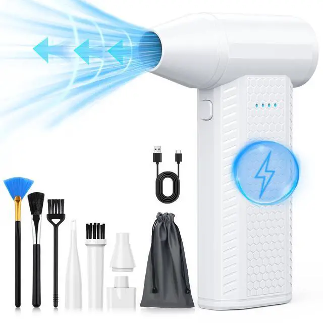 Main image of Compressed Air Duster kit-Blower-pc Duster Electric-130000RPM- Replace Compressed air can-Keyboard Clean-car Mini Snow Blowers-Car Dryer air Blower-Jet Fan-No air Canned dusters for Cleaning (White)