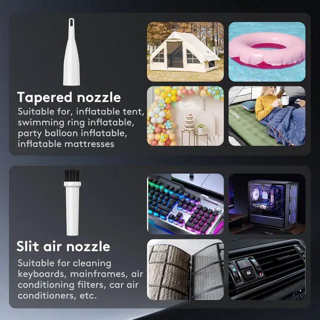 Alt view image 4 of 7 - Compressed Air Duster kit-Blower-pc Duster Electric-130000RPM- Replace Compressed air can-Keyboard Clean-car Mini Snow Blowers-Car Dryer air Blower-Jet Fan-No air Canned dusters for Cleaning (White)