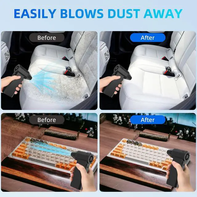 Alt view image 4 of 6 - Electric Compressed Air Duster-130000RPM,3 Adjustable Portable Dust Blower,Cordless Rechargeable Mini Turbo Fan for Cleaning PC,Computer, Car, Keyboard and Home Outdoor Dust,Snow Removal.