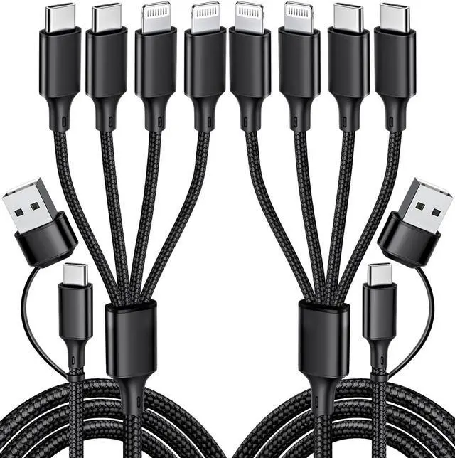 Main image of Multi Charging Cable, 2Pack 4FT 4 in 1 Charging Cable for Multiple Devices, Braided Universal Phone Charger Cord with Dual Type-C, Dual IP Port for iPhone16/15/14/Android Phones and More