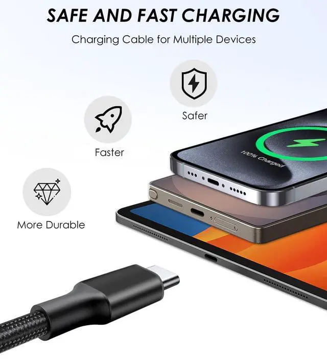 Alt view image 3 of 7 - Multi Charging Cable, 2Pack 4FT 4 in 1 Charging Cable for Multiple Devices, Braided Universal Phone Charger Cord with Dual Type-C, Dual IP Port for iPhone16/15/14/Android Phones and More