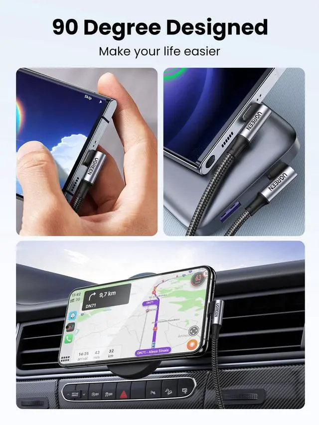 Alt view image 3 of 7 - 100W USB C to USB C Cable, 90 Degree Type C Cable for iPhone 17/17 Air/17 Pro/17 Pro Max/16, MacBook Pro 2022, iPad Pro 2022, Samsung Galaxy S25/S24/Z Fold, Google Pixel, Switch, 3.3FT