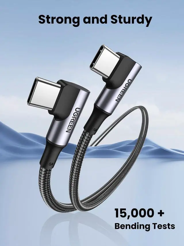 Alt view image 7 of 7 - 100W USB C to USB C Cable, 90 Degree Type C Cable for iPhone 17/17 Air/17 Pro/17 Pro Max/16, MacBook Pro 2022, iPad Pro 2022, Samsung Galaxy S25/S24/Z Fold, Google Pixel, Switch, 3.3FT