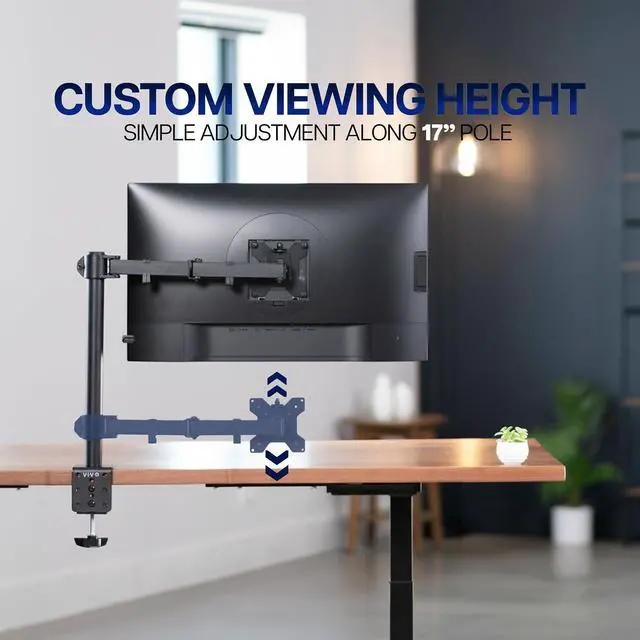 Alt view image 7 of 7 - Single 13 to 38 inch Ultrawide Monitor Arm Desk Mount, Regular Screens up to 32 inches, 22 lbs capacity, Fully Adjustable Stand with C-Clamp and Grommet Base, Black, STAND-V001