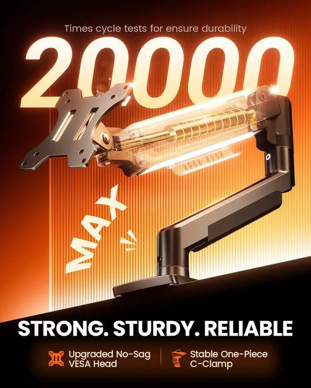 Alt view image 6 of 7 - Single Monitor Arm, Fully Adjustable Monitor Mount for 1334 Inch Screens, Fast Install Computer Monitor Stand with Tool-Free VESA Mount, Cable Management, Holds 19.8 lbs, Max VESA 100x100mm