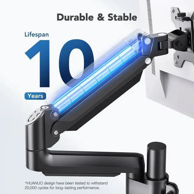 Alt view image 5 of 7 - Single Monitor Arm, Tall Computer Monitor Stand for 1332 inch Screens Holds 4.4-19.8 lbs, Adjustable Monitor Mount Gas Spring Full Motion with C-Clamp & Grommet Base, VESA 75x75 or 100x100mm