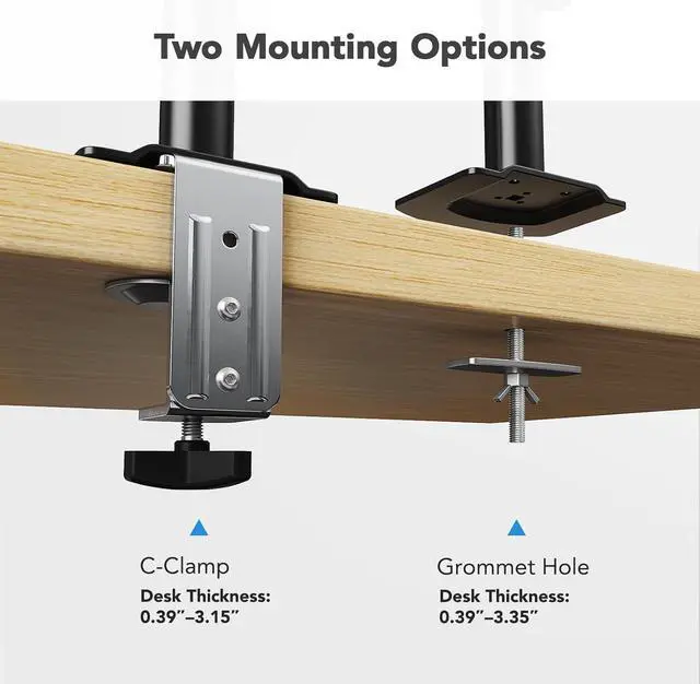 Alt view image 7 of 7 - Single Monitor Arm, Tall Computer Monitor Stand for 1332 inch Screens Holds 4.4-19.8 lbs, Adjustable Monitor Mount Gas Spring Full Motion with C-Clamp & Grommet Base, VESA 75x75 or 100x100mm