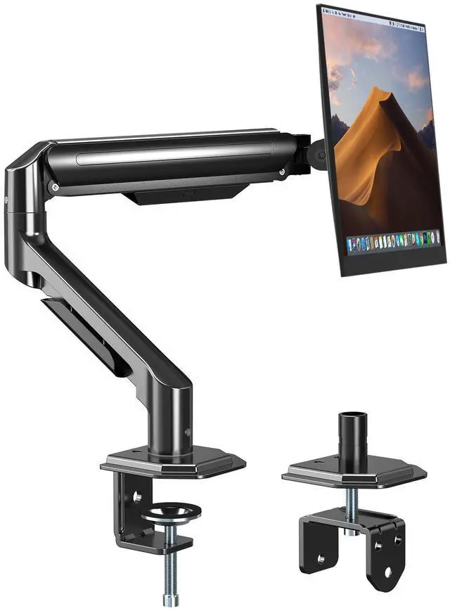 Main image of Single Monitor Mount Arm for 17" to 32" Computer Screen, Mechanical Spring Adjustable Monitor Desk Mount Stand Holds up to 17.6 lbs, C-Clamp & Grommet Base, max. VESA 100x100mm