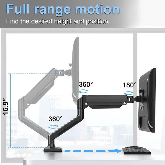 Alt view image 7 of 7 - Single Monitor Mount Arm Fits up to 32 Inch, Desk Mount Holds 4.4-19.8lbs Computer Screen, Full Motion Monitor Desk Mount, VESA Mount 75x75, 100x100