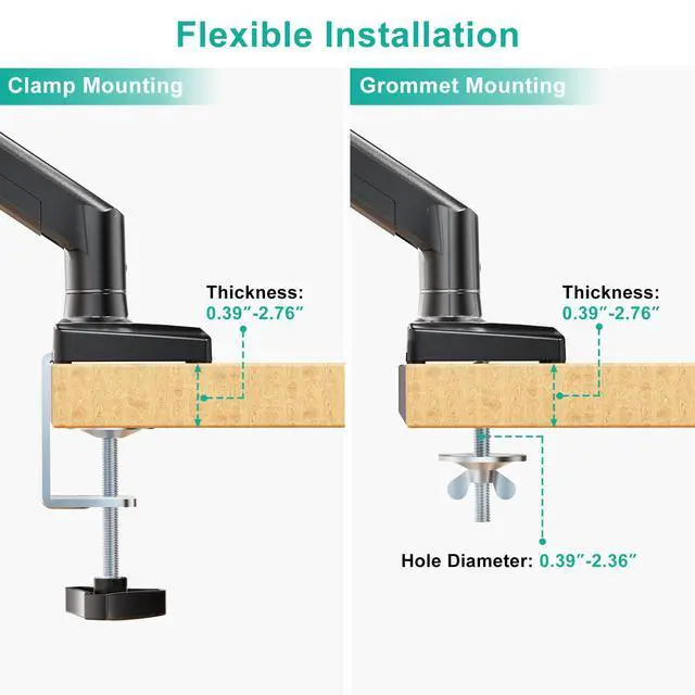 Alt view image 7 of 7 - Single Arm Laptop and Monitor Desk Mount for 17" Notebook and Up to 32" Screen, 2-in-1 Adjustable Gas Spring Monitor Arm with Laptop Tray, VESA 75x75 100x100,Holds 22-26.4 lbs, Black (GSMP001NLP)