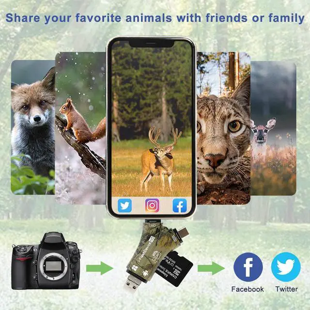 Alt view image 5 of 7 - Trail Camera Viewer SD Card Reader for iPhone iPad Mac & Android, 4 in 1 SD/Micro SD/TF Memory Card Reader Adapter to View Hunting Game Camera Photos or Videos on Smartphone