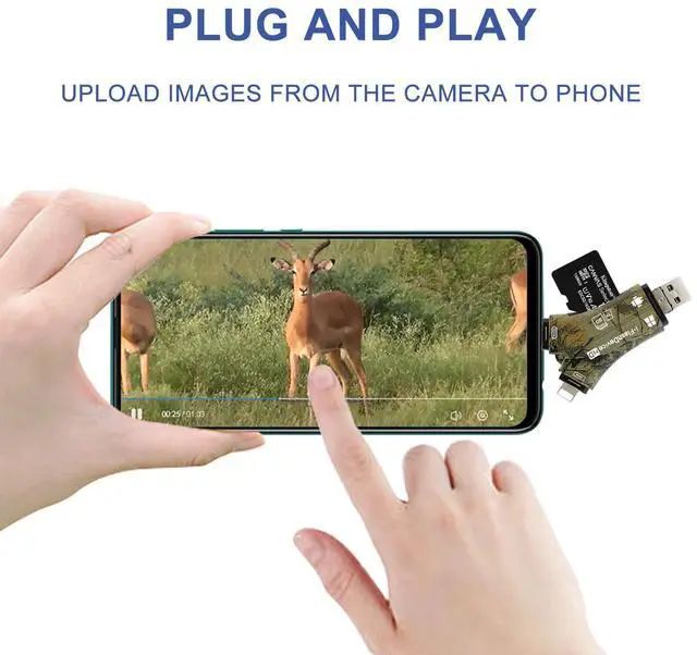 Alt view image 7 of 7 - Trail Camera Viewer SD Card Reader for iPhone iPad Mac & Android, 4 in 1 SD/Micro SD/TF Memory Card Reader Adapter to View Hunting Game Camera Photos or Videos on Smartphone