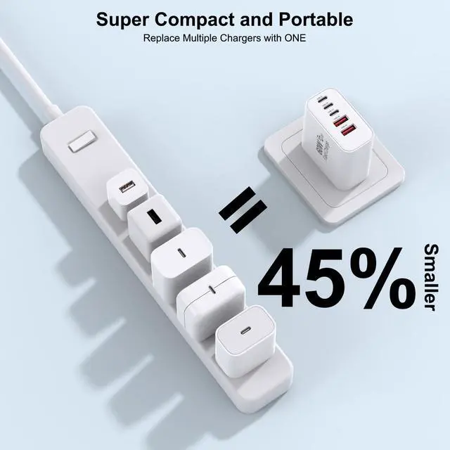 Alt view image 3 of 4 - 3 Pack Apple 17 Pro Max Charger Fast Charging,PD 60W 5 in 1 Multiport USB C Wall Charger Block Fast Charging, iPhone 16 Plug Cube Quick Charge for iPhone17 Air/16/16e/16 Pro/15Pro Max/14/13/12/11/iPad